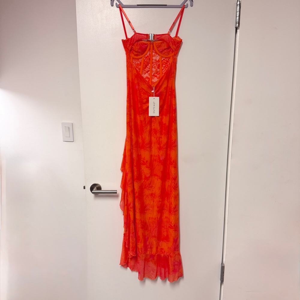 Elegant Orange Women's Dress - Picture 6 of 9